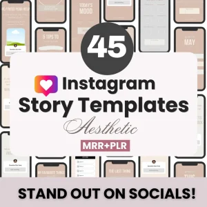 45 Beige Instagram Engagement Story Templates with PLR & MRR